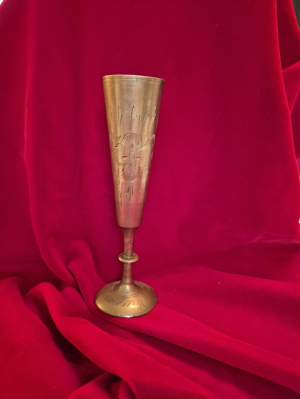 Brass Etched Decorative Bud Vase